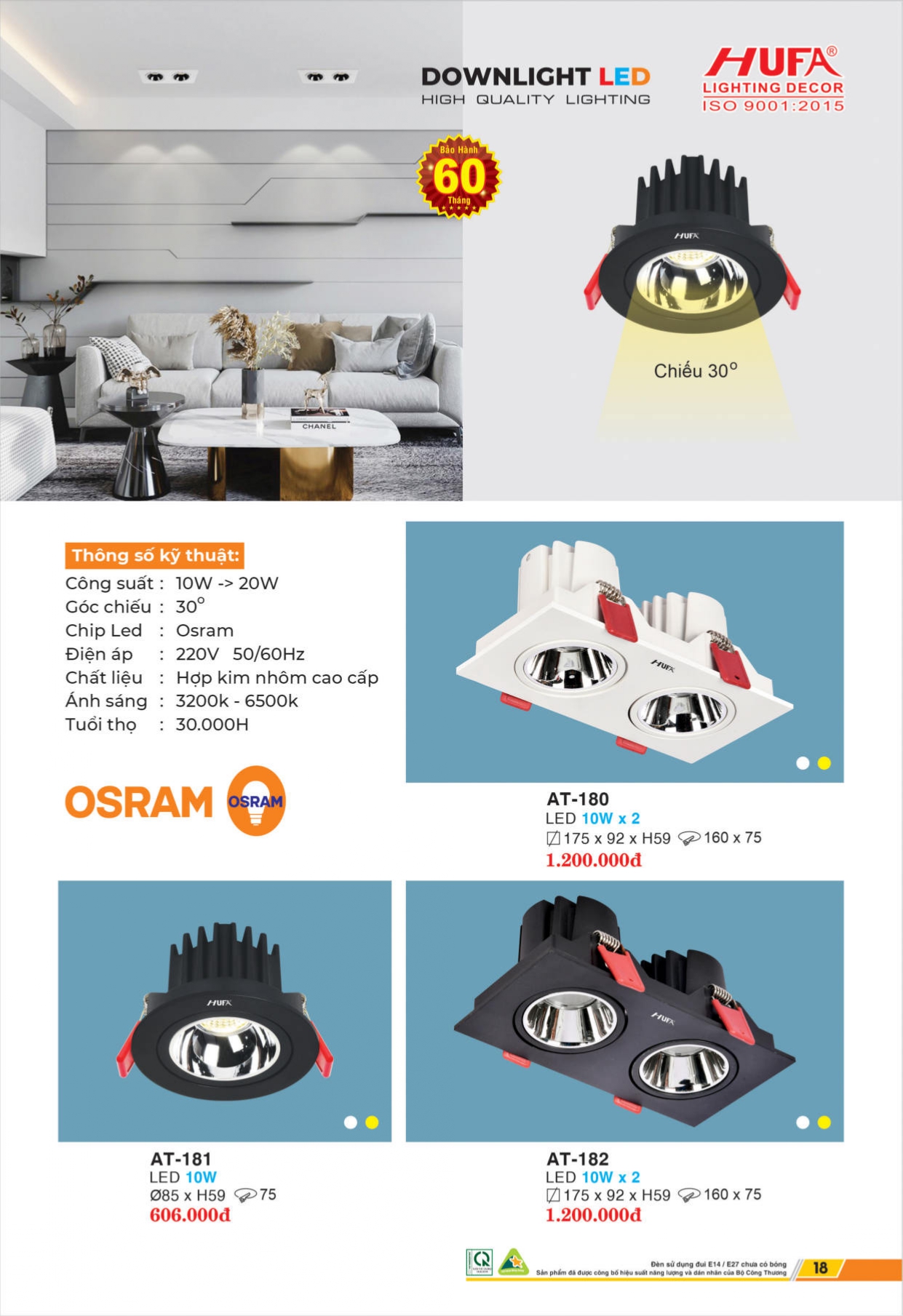 Bảng giá đèn LED HUFA 2026